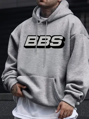 BBS Men's Casual Hoodie Fashion Long-sleeved Loose Casual Hooded Sweatshirt