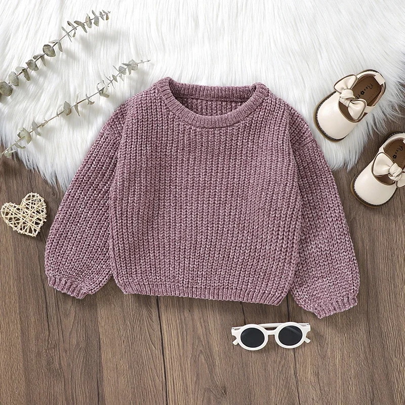 

Baby Sweater Fashion Sulloer Knitted Infant Children Clothes Long Sleevolid Newborn Girl Pe Autumn Top 3-7Y Warm Winter Playsuit