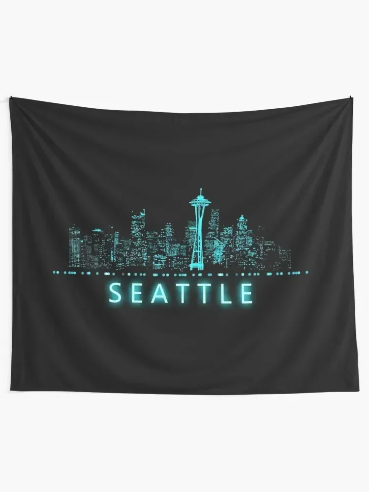 Digital Cityscape: Seattle, Washington Tapestry Custom Christmas Decoration Decorative Paintings Room Decor Tapestry