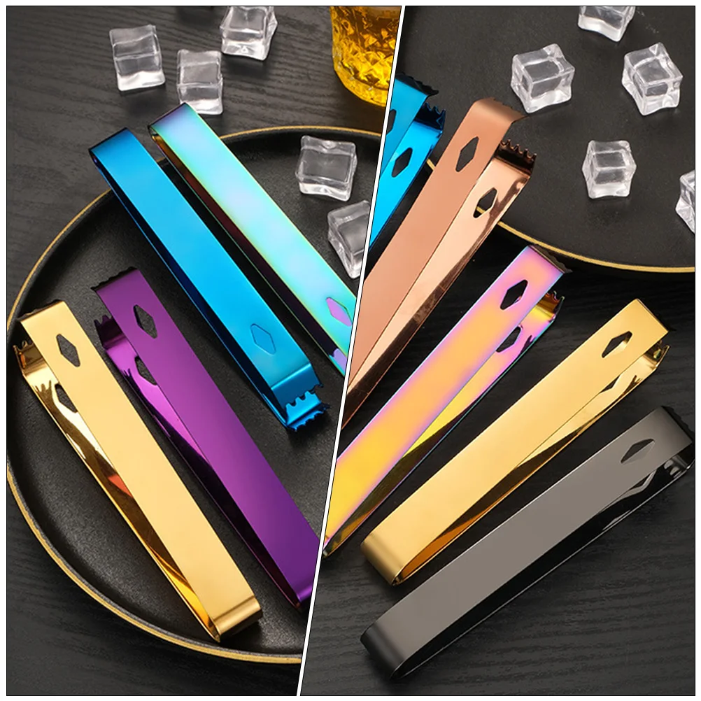 

2pcs Ice Clip Rose Gold Stainless Steel Non-Slip Food Clamp Thickened Heat Resistant Rustproof Lightweight Easy Hold