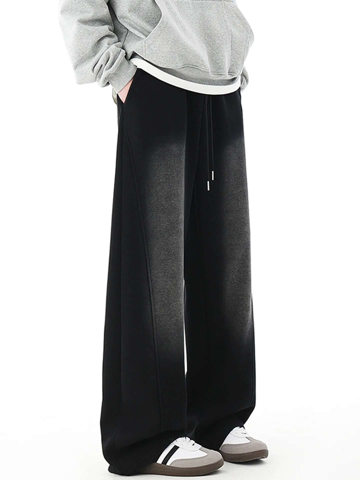 

Retro American Waed adient Straight Leg Sweatpants Men's Heavyweight Cleanfit Drape Casual Loose Knife Pants Autumn