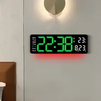 LED Alarm Clock, Digital Wall Clock With Remote Bottom Control, Lights, Adjustable, Screen Large Ambient Brightness 10