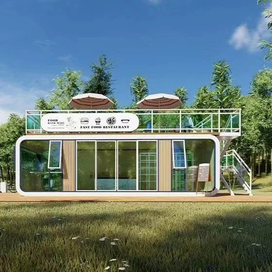 Prefabricated mobile steel structure modular 20ft 40ft shipping container restaurant prefab portable Smart Home Villa alarm kit