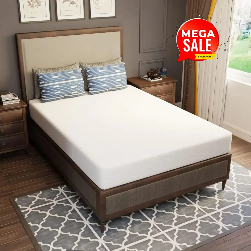 Colchón de Espuma Viscoelástica con Infusión de Té Verde - Refrescante, Soportador y de Puro Confort, Blanco, Tamaño Completo