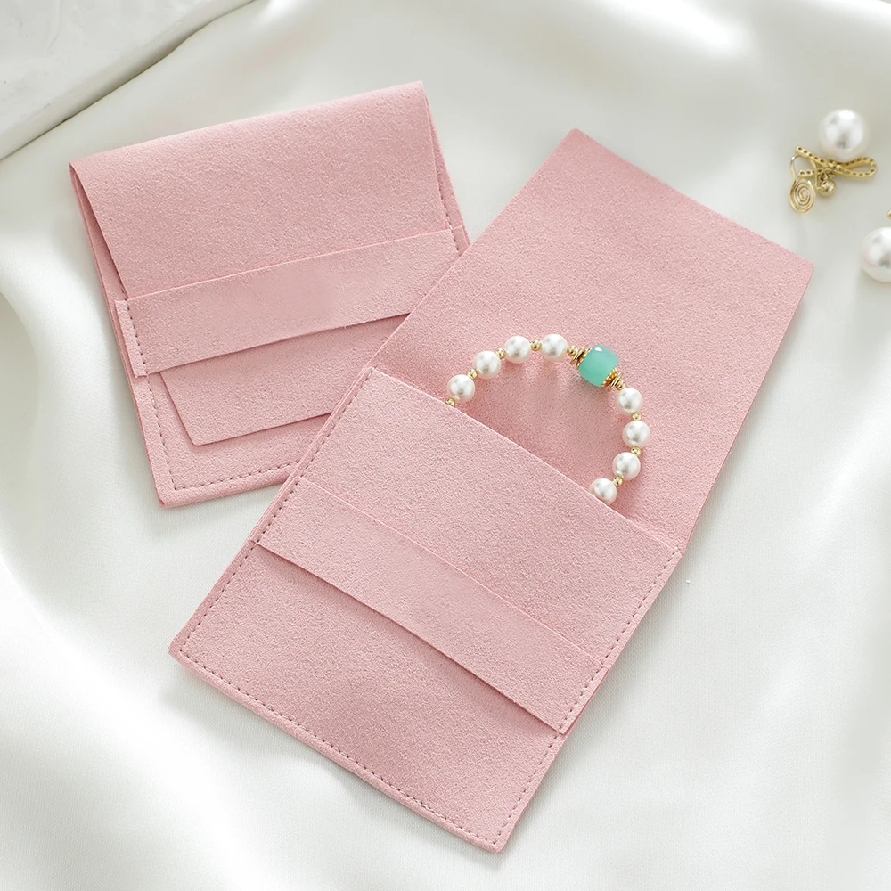 10 قطعة أكياس المجوهرات ستوكات الجلد المدبوغ مجوهرات حقيبة مغلف صغيرة مع حبل كيس التعبئة والتغليف للمجوهرات للخواتم حقائب هدايا الزفاف #3