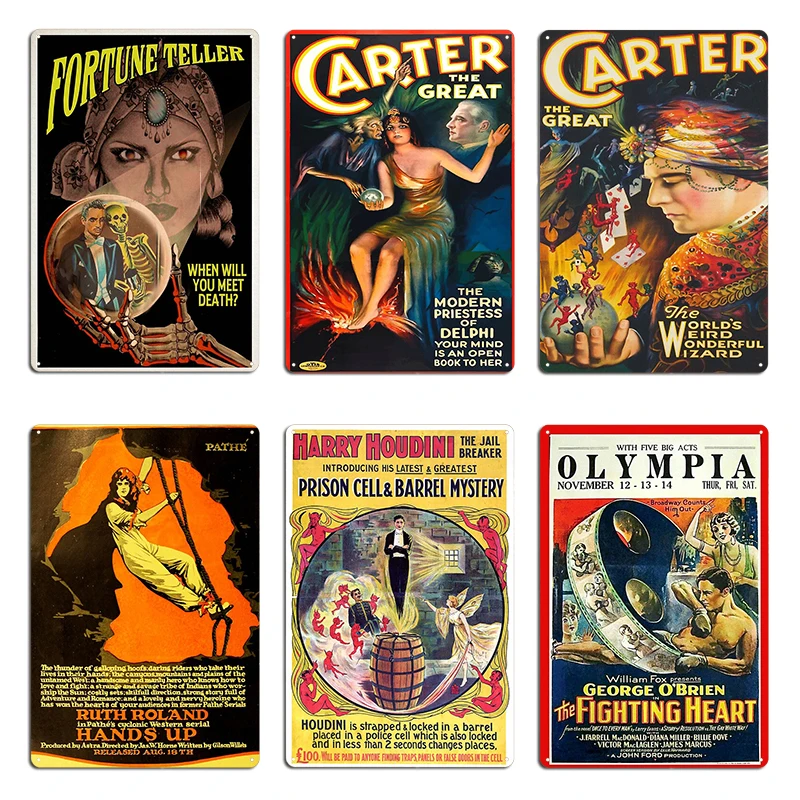 Carter the Great Magician Die moderne Priesterin von Delphi Vintage Wahrsagerin Poster Metall Designer Rusty Tin Sign Poster