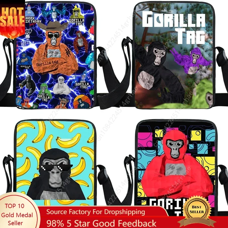 Funny Game Gorilla Tag Print Crossbody Bag Anime Cartoon Shoulder Bag Girls Casual Fashion Handbag Mobile Phone Bag Purses Gift
