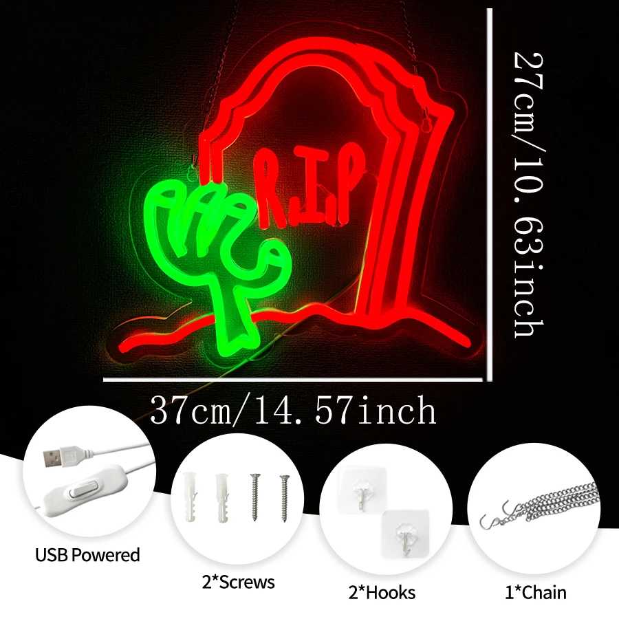 Haunted House Led Neon Sign, Weird Tombstone Icon, Used For Bedroom, Game Room, Man Cave, Halloween Art Decor, Usb Powered.