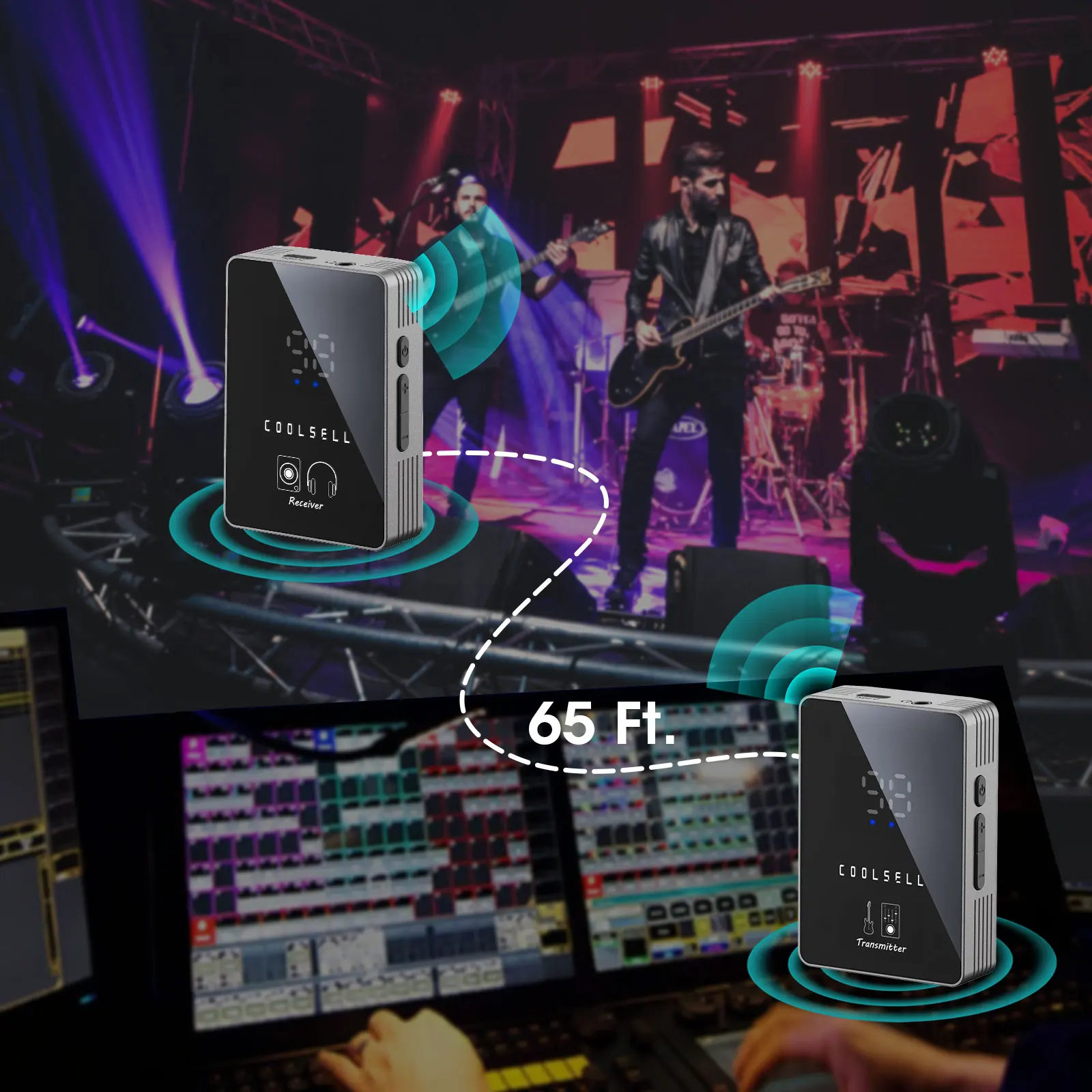 Sistema IEM Wireless 2.4GHz, Sistema di Monitoraggio In-Ear Digitale Wireless con Trasmettitore Bodypack e Ricevitore per Palco, Studio e Live