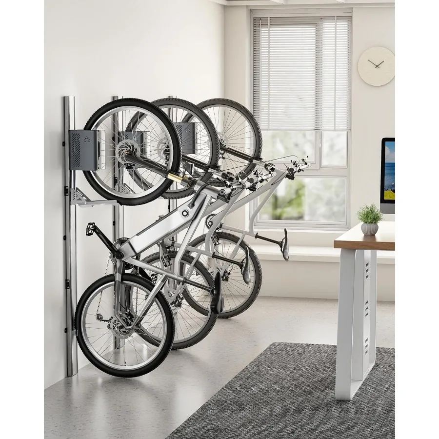 رف الدراجة الأوتوماتيكي للرفع يناسب 24-29 إطارًا رف حائط عموديًا شديد التحمل للدراجات حتى 71 رطلًا - رفع سهل الاستخدام #2