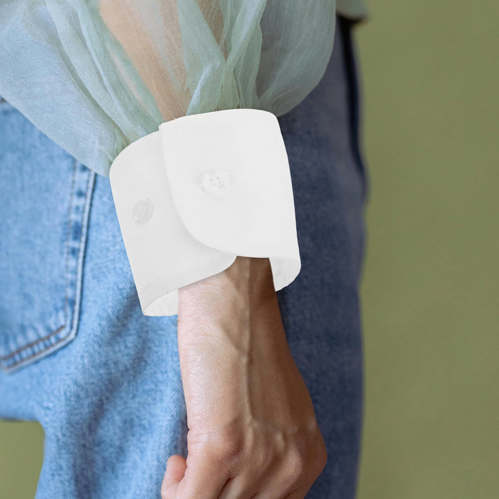 أكمام يد مزيفة أنيقة للنساء أصفاد معصم قابلة للفصل إكسسوارات الملابس تصميم ذراع مكشكش لترقية البلوزة أو المعطف