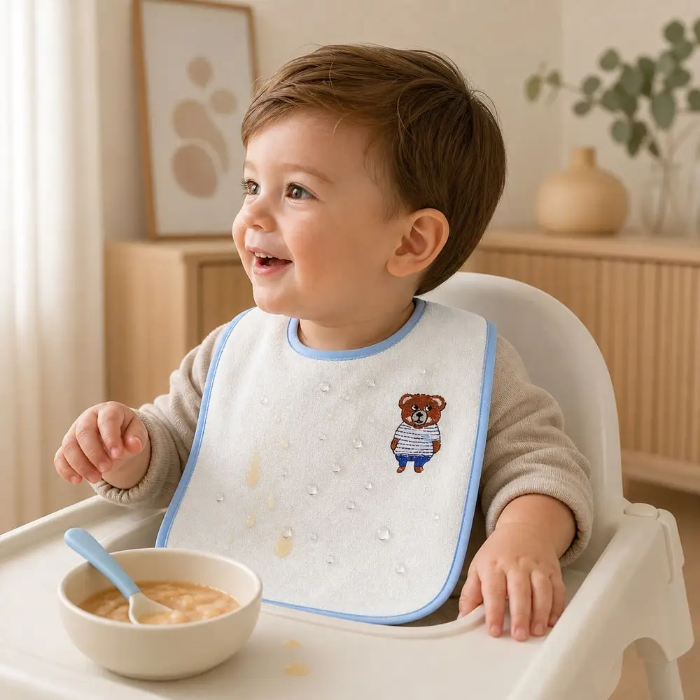 Coral Velvet Baby Towel Bib Soft Touch U-Shape Infant Washcloth Protective Barrier Cartoon Pattern Baby Neck Towel