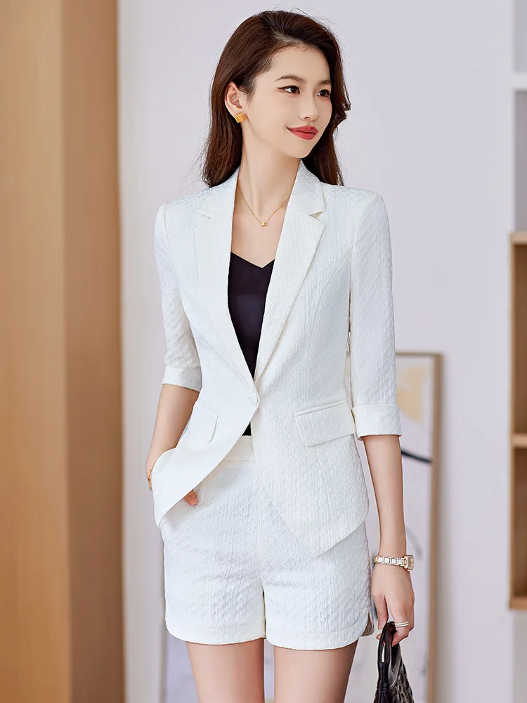 

Spring 2023 New Half Sleeve Fashion Small Suit Work Uniforms Beautician Formal Wear Office Lady Suit