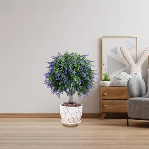 인공 라벤더 토피어리 장식용 인조 녹색 식물 실내 마당 발코니용