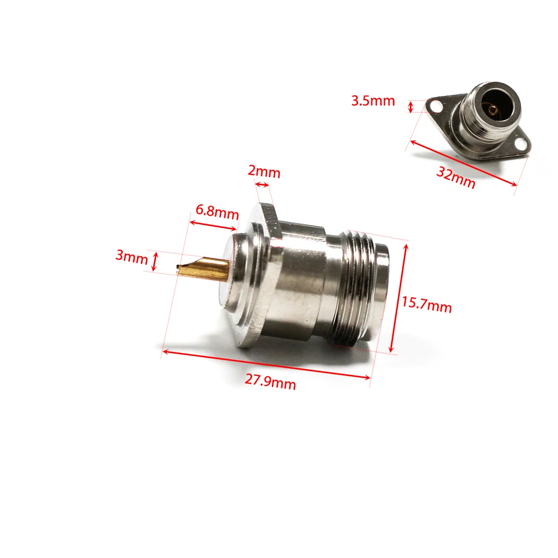 1pc NEW N Type Female Jack RF Coax Adapter Convertor Solder Cup 2-hole Panel Mount Nickelplated Wholesale