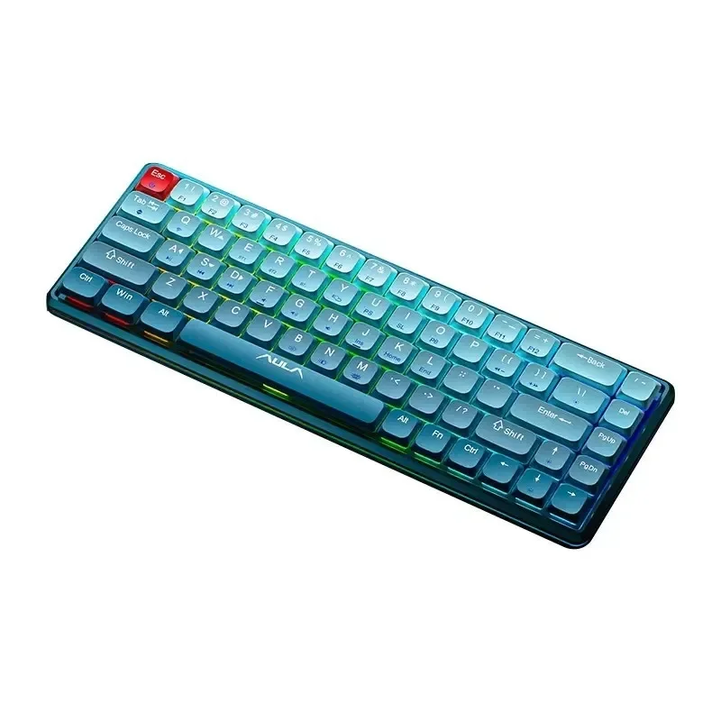 Aula-Teclado mecánico inalámbrico H68, dispositivo con Bluetooth, 3 modos, Rgb, 68 teclas, intercambio en caliente, para Pc, portátil, Gamer, 2,4g