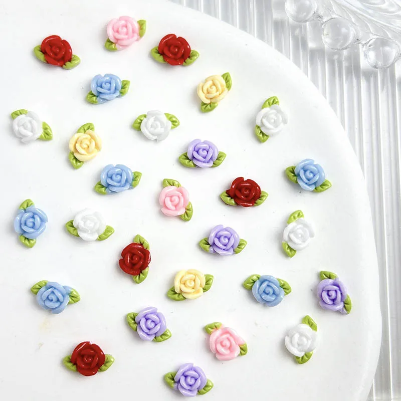 30Pcs Luminous 3D Resin Nail Art Flower Charms Floral Leaf Accessories Parts For Manicure Decor Nails Design Supplies Material
