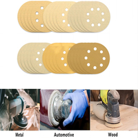 60Pcs Sanding Discs Set 5 Inch 8 Holes Hook and Loop Gold Sandpaper 125mm, 40 to 400 Grits for Random Orbit Sander Woodworking