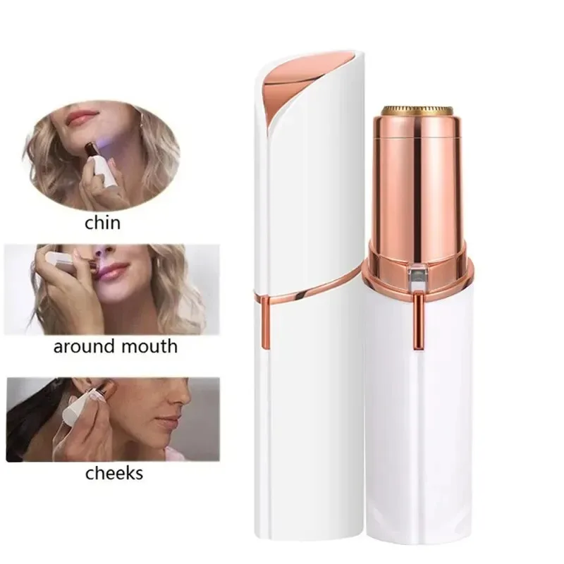 1-Pack Women Electric Lipstick Shaped Portable Trimmer Painless Effective Facial Hair Removal for Shaving Beauty Shaver Tool