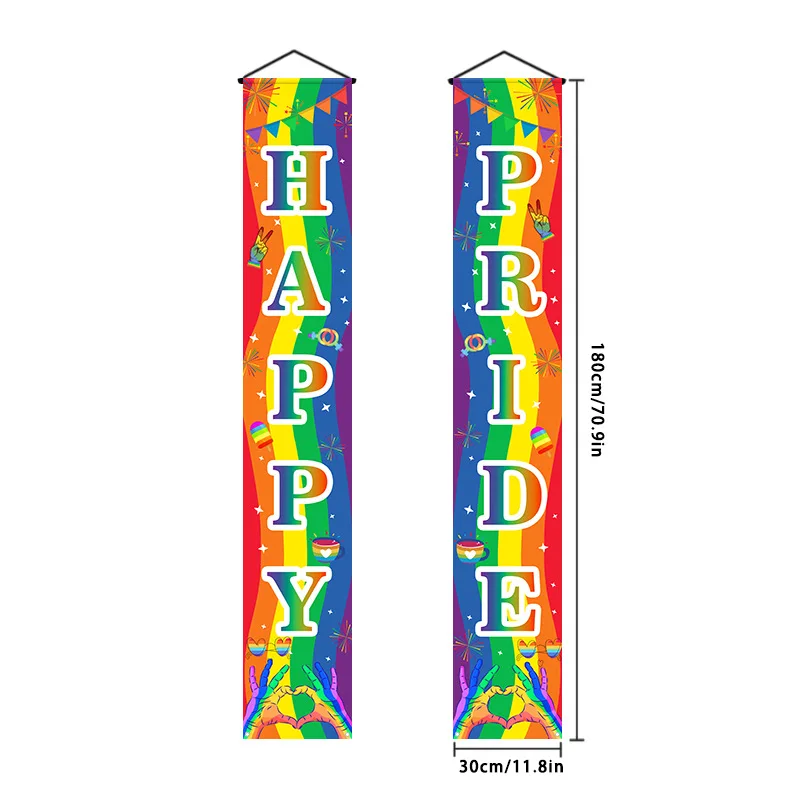 LGBT Pride Rainbow Love Be Proud Decorations Outside Banner For Door Couplet Hanging Large Front Porch Sign Wall Decor