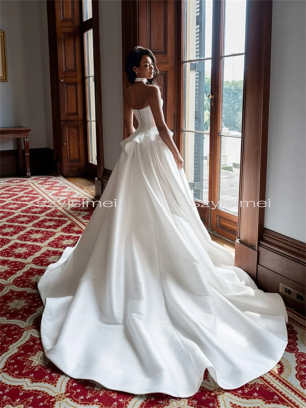Charming Sweetheart Satin Wedding Dresses A line Sweep Train Bridal Dress Custom Made 2026 Rode De Morrie
