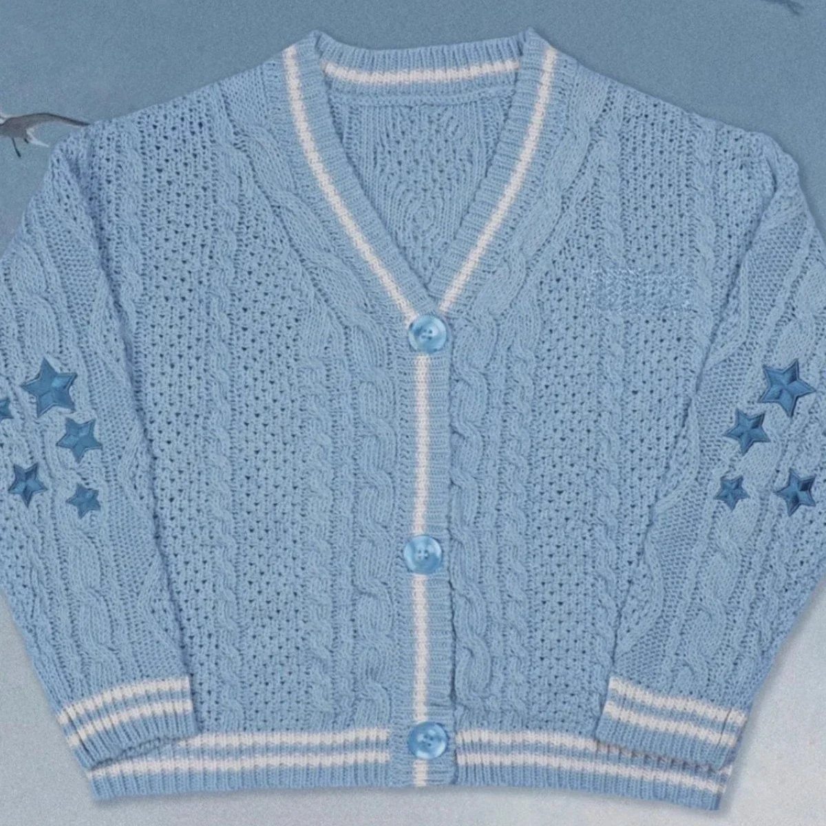 American Vintage Star Knitted Cardigan Casual Loose All Match V-neck Women Sweater Fashion Elegant Ladies Knitwear 1989 Clothes