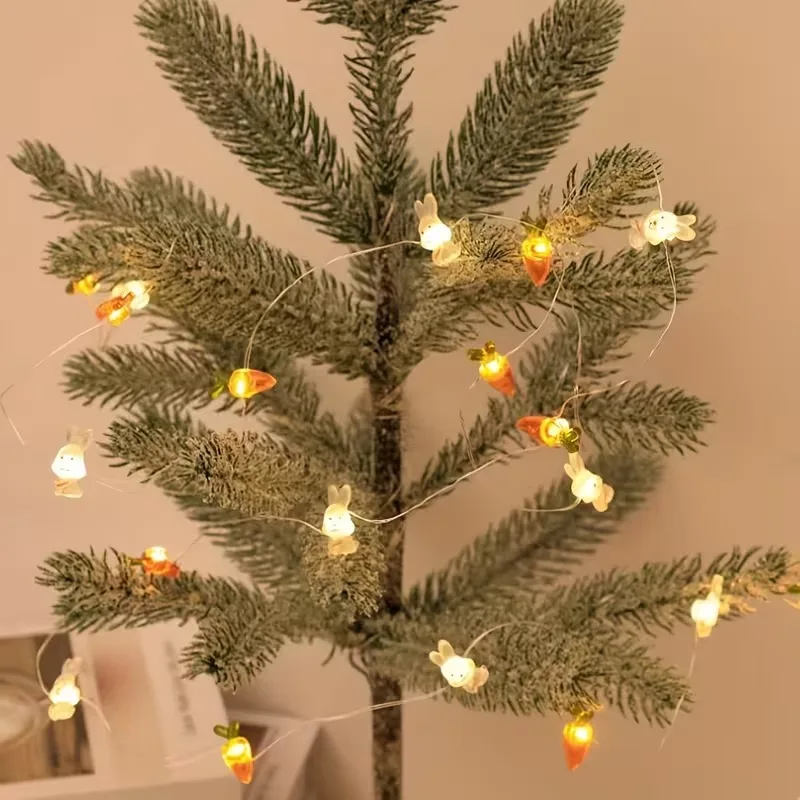 LED الأرنب الجزرة الجنية سلسلة أضواء الأسلاك النحاسية عيد الفصح عطلة ديكور الإضاءة المحيطة الدافئة الأبيض أرنب البرتقال تصميم الجزرة #4