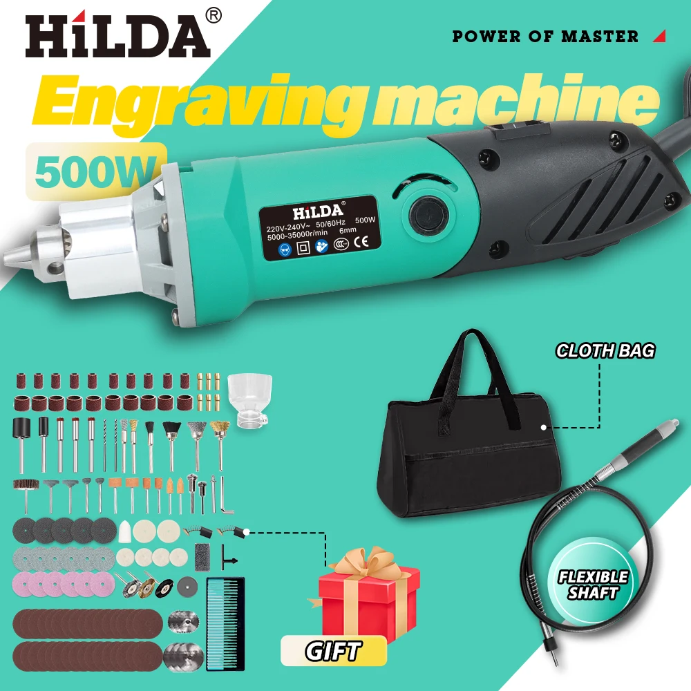 HILDA 500W Elektrischer Schleifer mit Variabler Geschwindigkeit, Multifunktionswerkzeug, Mini-Bohrer, Polier-, Schneid- und Schleifmaschine mit Schleifzubehör – Detail 6
