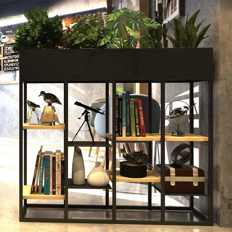 

Flower rack, simple wrought iron multi-layer bookshelf, floor-to-ceiling living room partition metal display rack