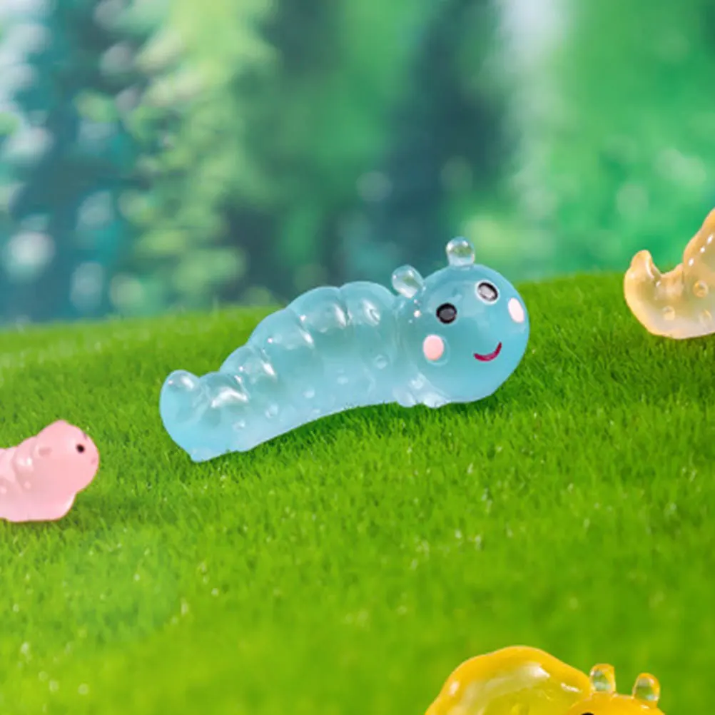 50 قطعة المشهد الصغير دودة الزينة الراتنج مصغرة محاكاة الديدان دائم البستنة الحلي بونساي الراتنج دودة ديكور توهج #4