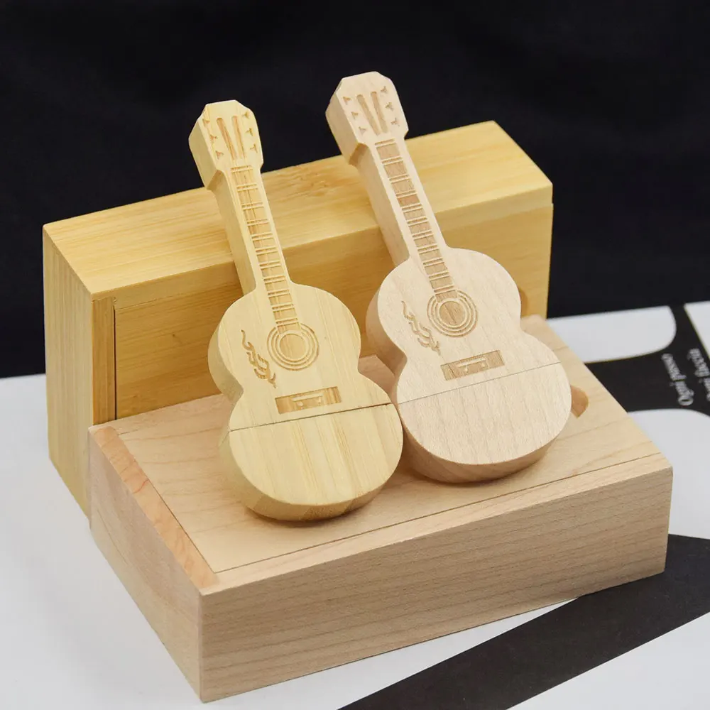 50 قطعة/الوحدة مخصصة خشبية الغيتار القلم محرك فلاش USB ذاكرة عصا بندريف 4 جيجابايت 16 جيجابايت 32 جيجابايت 64 جيجابايت 128 جيجابايت Cle usb شعار مجاني