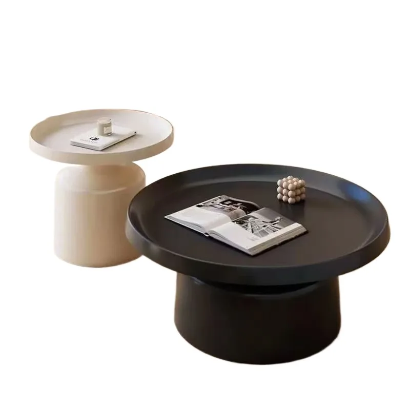 Coffee table, small apartment, home Nordic living room, circular minimalist light luxury combination, creative bedside table
