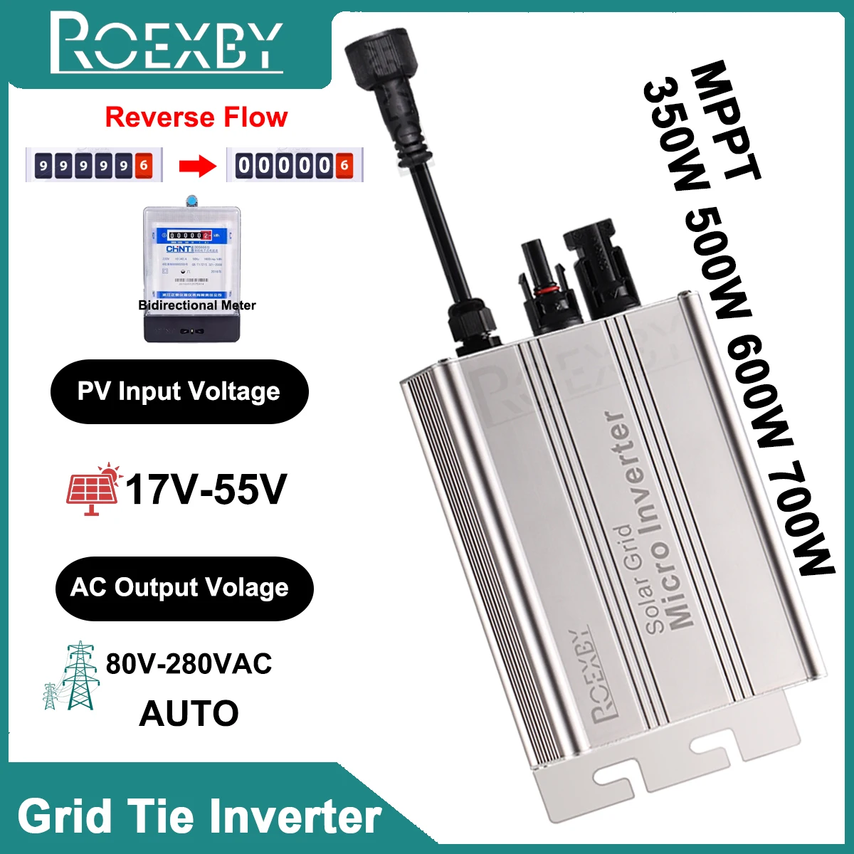 MPPT 300W 350W 500W 600W 700W Solar grid tie inverter PV Modular Smart micro Limiter inverter system DC to AC Output 120V/230V