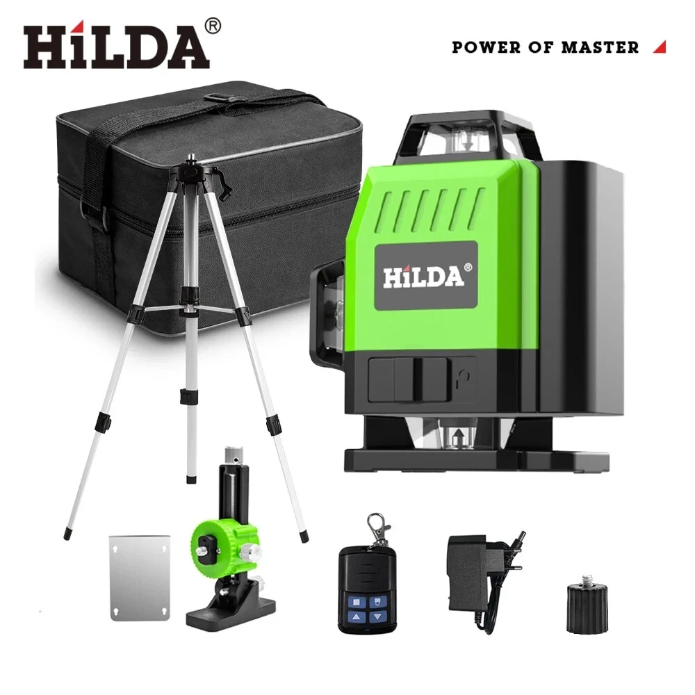 HILDA Laser Level Mini 12/16 Lines 3d/4d Self-leveling 360 Horizontal And Vertical Cross Super Powerful Green Portable Laser