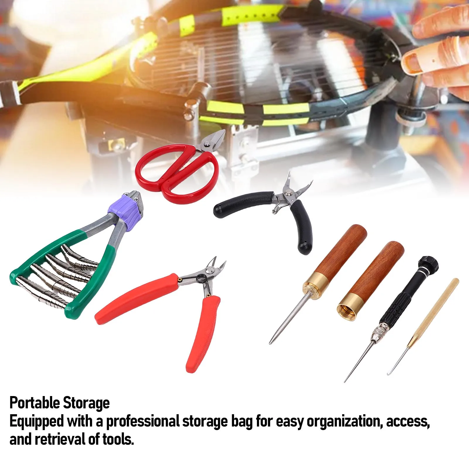 Badminton Racket Stringing Tool Set Bent Nose Pliers Diagonal Pliers Threading Hook Stringing Wire Cone Line Cone Starting Clamp
