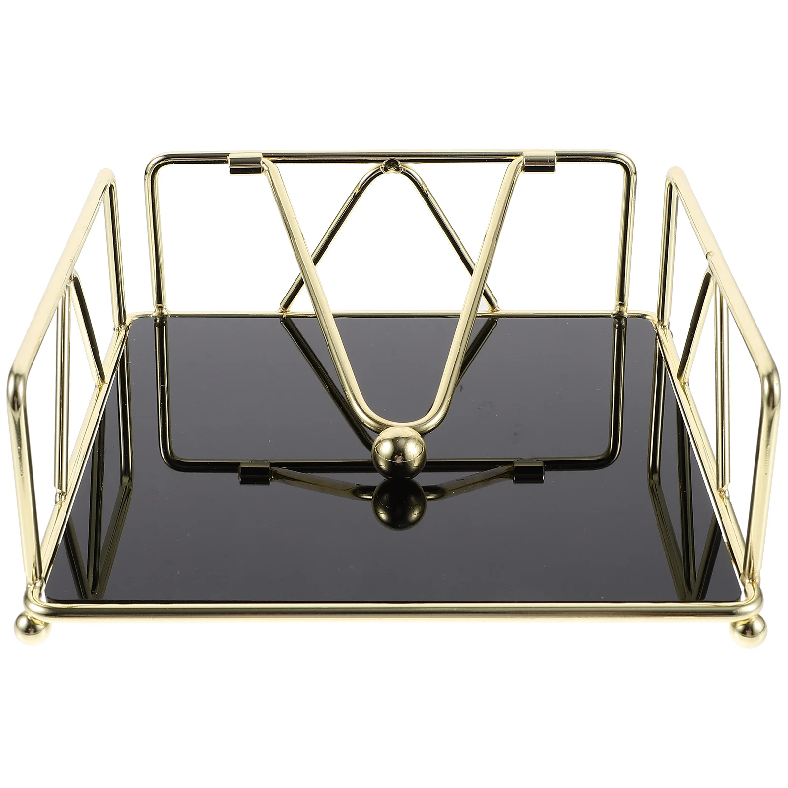 Golden Iron Acrylic Desktop ganizer Napkin Holder Paper Towel Dispenser Metal Storage Rack Vintage Standing Towel Holder For