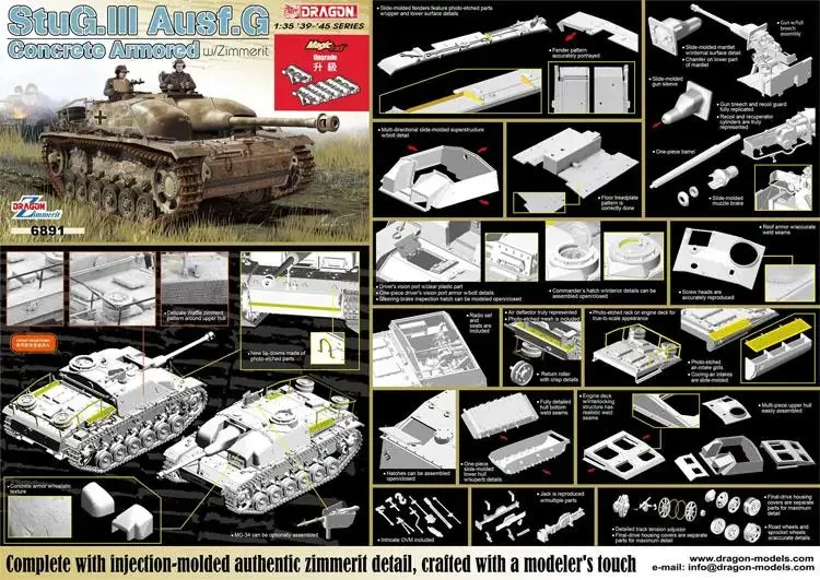 DRAGON 1/35 6891 StuG.III Ausf.G Concrete Armored w/Zimmerit include track