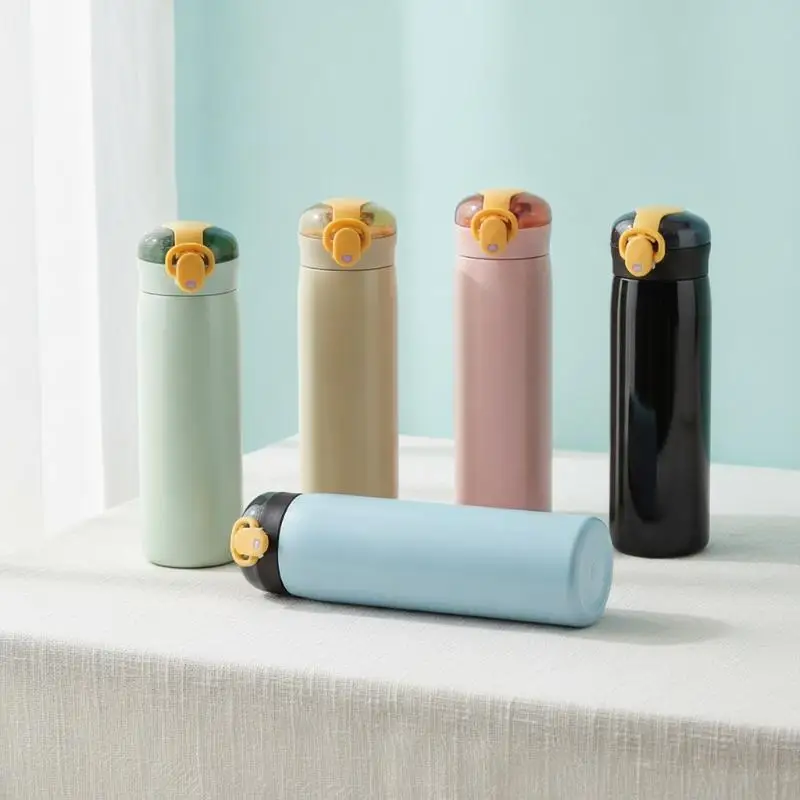 1pcs 320/460ML Stainless Steel Thermal Bottle Portable Kids Straw Mug Cold And Hot Thermal Thermos Student Water Bottle