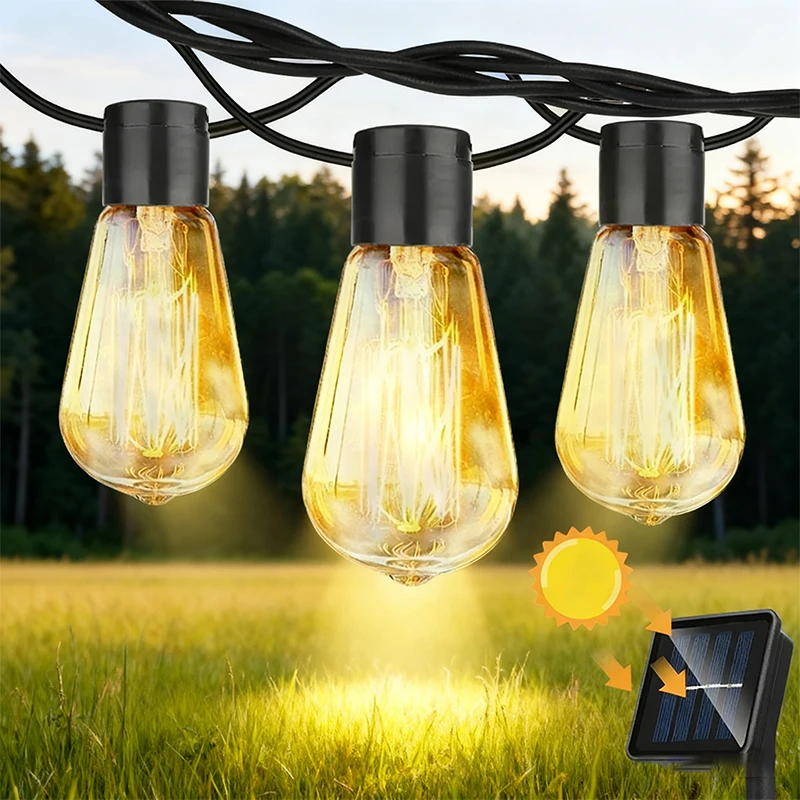 String Lights Outdoor Garland Connectable Shatterproof Waterproof Plastic LED Bulb Dimmable Patio Garden Decor Fairy Lighst