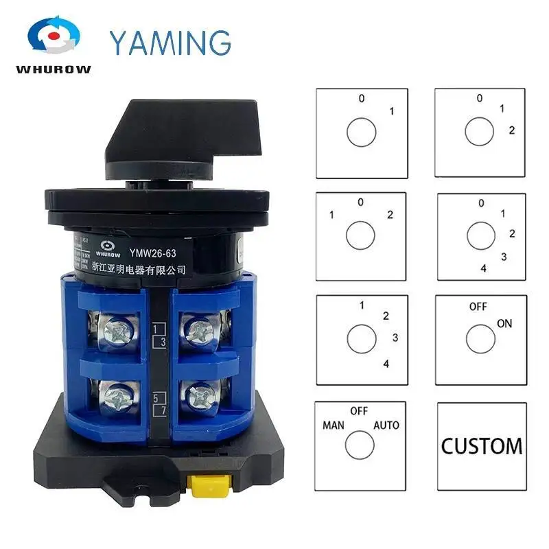 63A Montato Su Guida DIN Universale Selettore LW26-63/2 Due Poli Circuito di Controllo di Selezione di Contatto In Argento Rotary Cam Interruttore