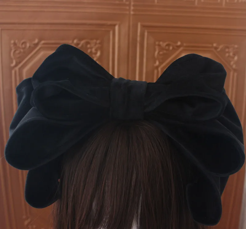 Grande fascia per capelli con fiocco rosso in velluto, enorme copricapo Kawaii Lolita, festa di Natale, festival, costume da principessa, accessori per capelli
