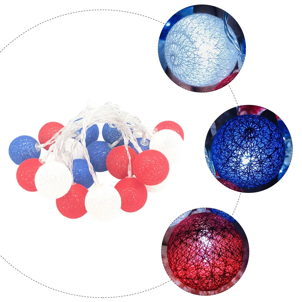ไฟประดับ LED ทรงกลม สีแดง ขาว น้ำเงิน 1 ชิ้น สำหรับตกแต่งงานฉลองวันประกาศอิสรภาพ งานปาร์ตี้ในสวน งานแต่งงาน
