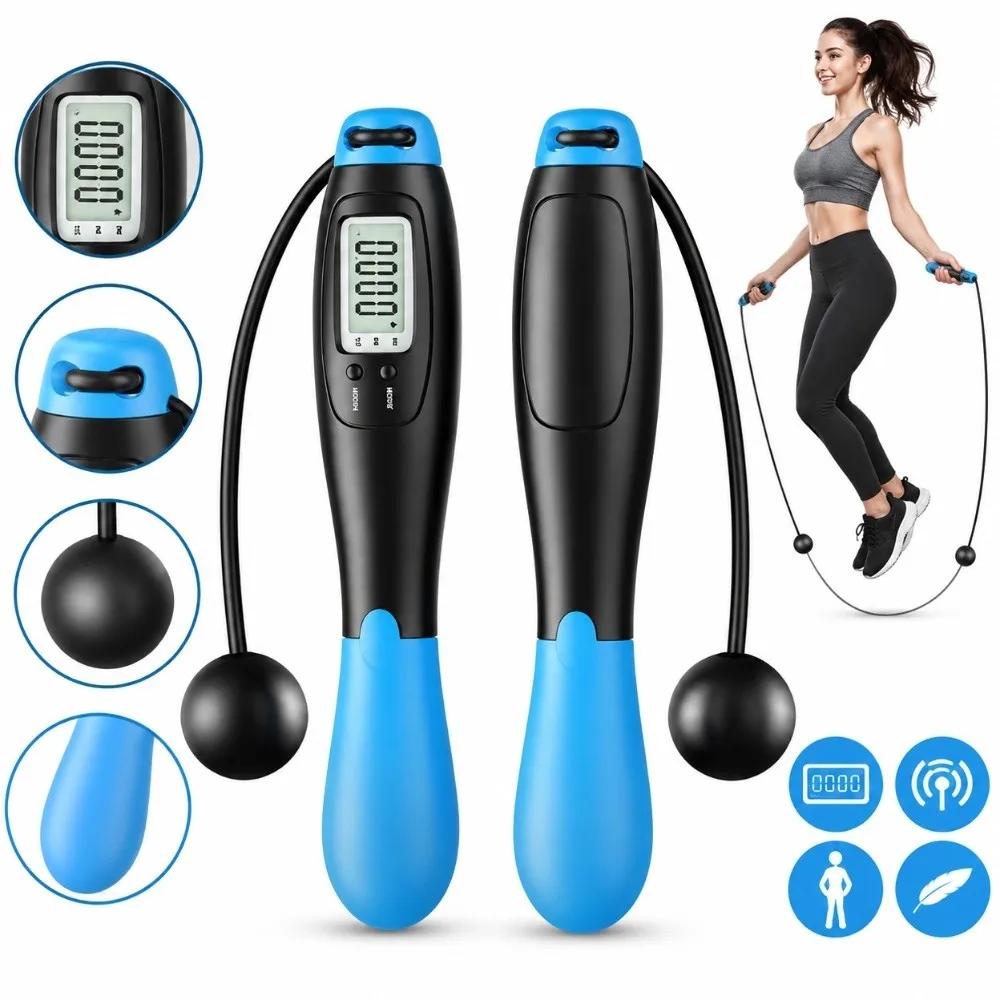 Counter Display Smart Jump Rope Detachable Rope Ergonomic Handle Cordless Skipping Rope Weighted Balls