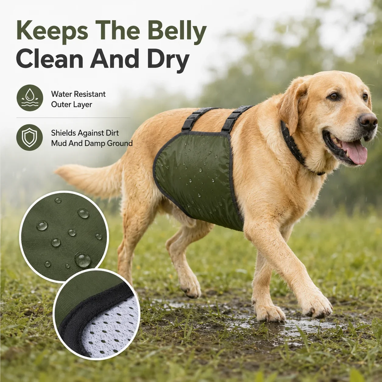 Breathable Dog Belly Protector Water Resistant Dirt Guard For Medium Large Dogs Summer Outdoor Walking Travel Home Wear Pet Gift