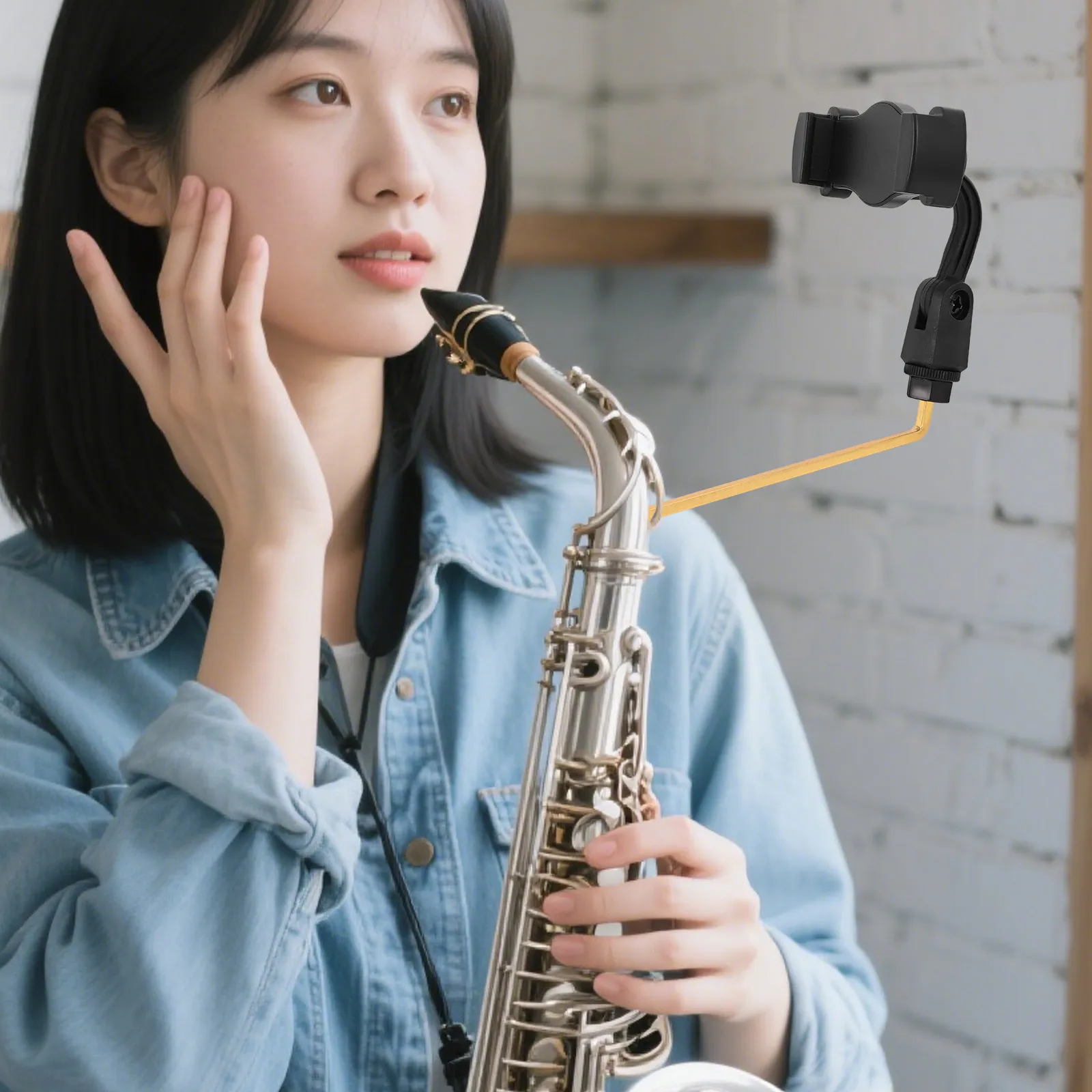 Saxophone Phone Holder Lightweight Alto Sax Lyre Clip Secure Music Stand Adapter for Practice Tutorials Outdoor Use