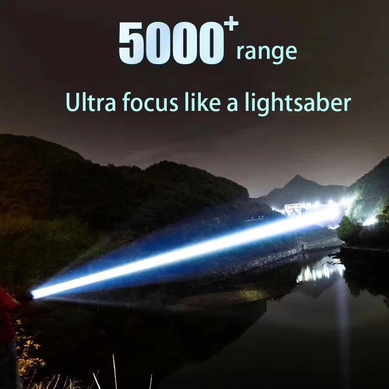 Ultra Bright LED Flashlight 100000 Lumen Tactical Flashlights 3 mode USB Rechargeable 18650 Waterproof Zoom Fishing Hunting Lamp