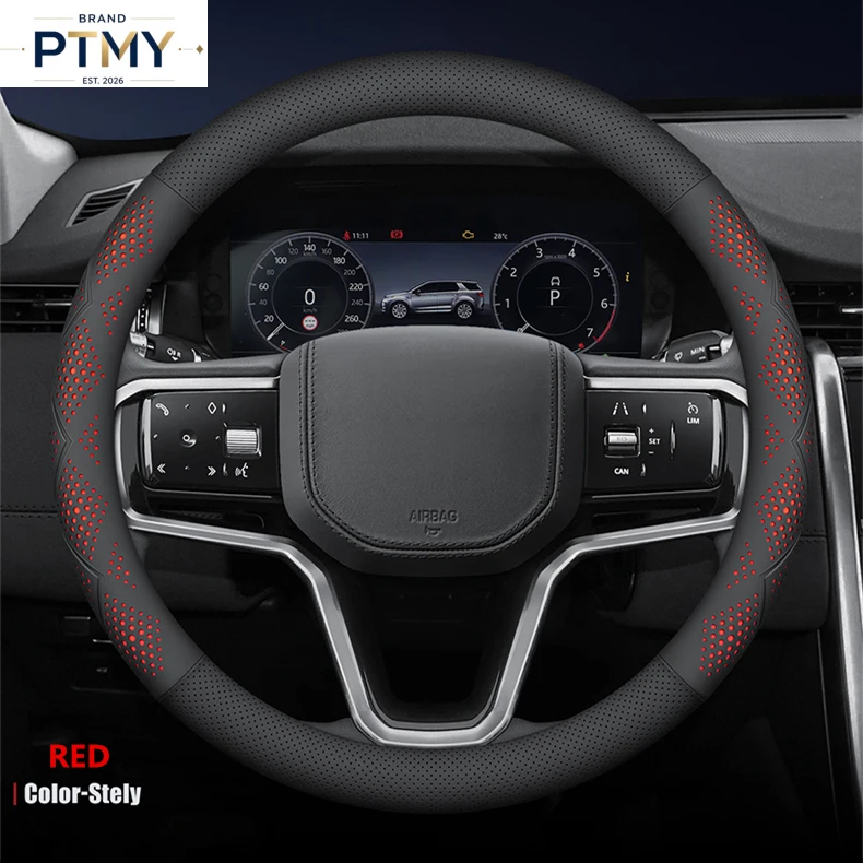 Napa Leather Car D&Round Steering Wheel Cover For VolkswagenVW Tiguan Atlas ID.4 Taos Golf Passat Jetta Polo Beetle Touareg ETC.