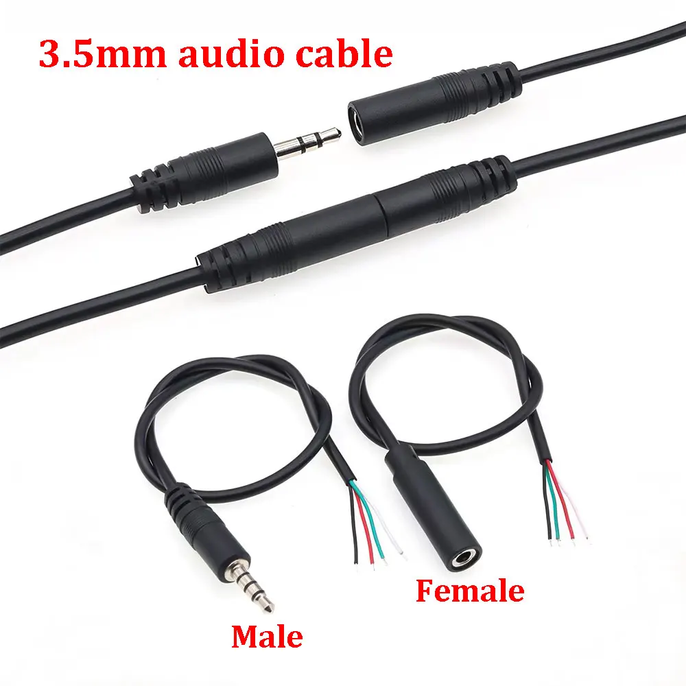 1/3Pcs 3.5mm audio cable single head 2 3 4 Pole Mono Stereo Male Female Plug Jack Extension Wire AUX Headphone DIY Repair