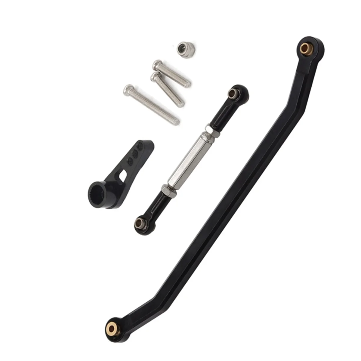 Aluminum Alloy Stronger Steering Link Rod Kit for 1/12 MN128 Upgrade RC Car Part Black