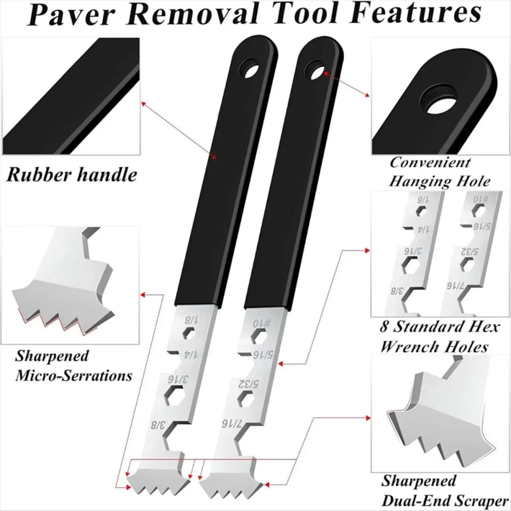 2pcs Double 2pcs Single Hook Hex Wrench Set Steel Paver Puller Lifter For Removing Sunken Blocks Bricks Outdoor DIY Landscaping